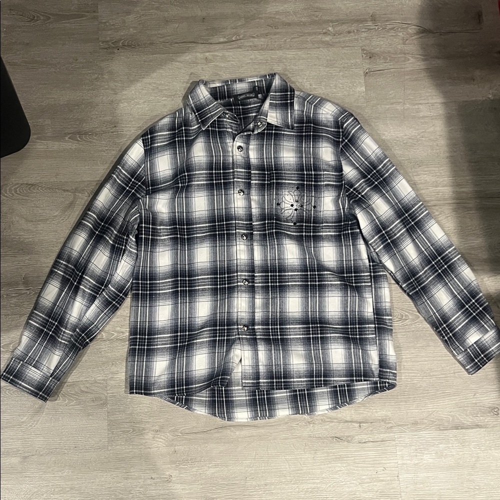 Chrome Hearts Monochrome Plaid Button Down Shirt